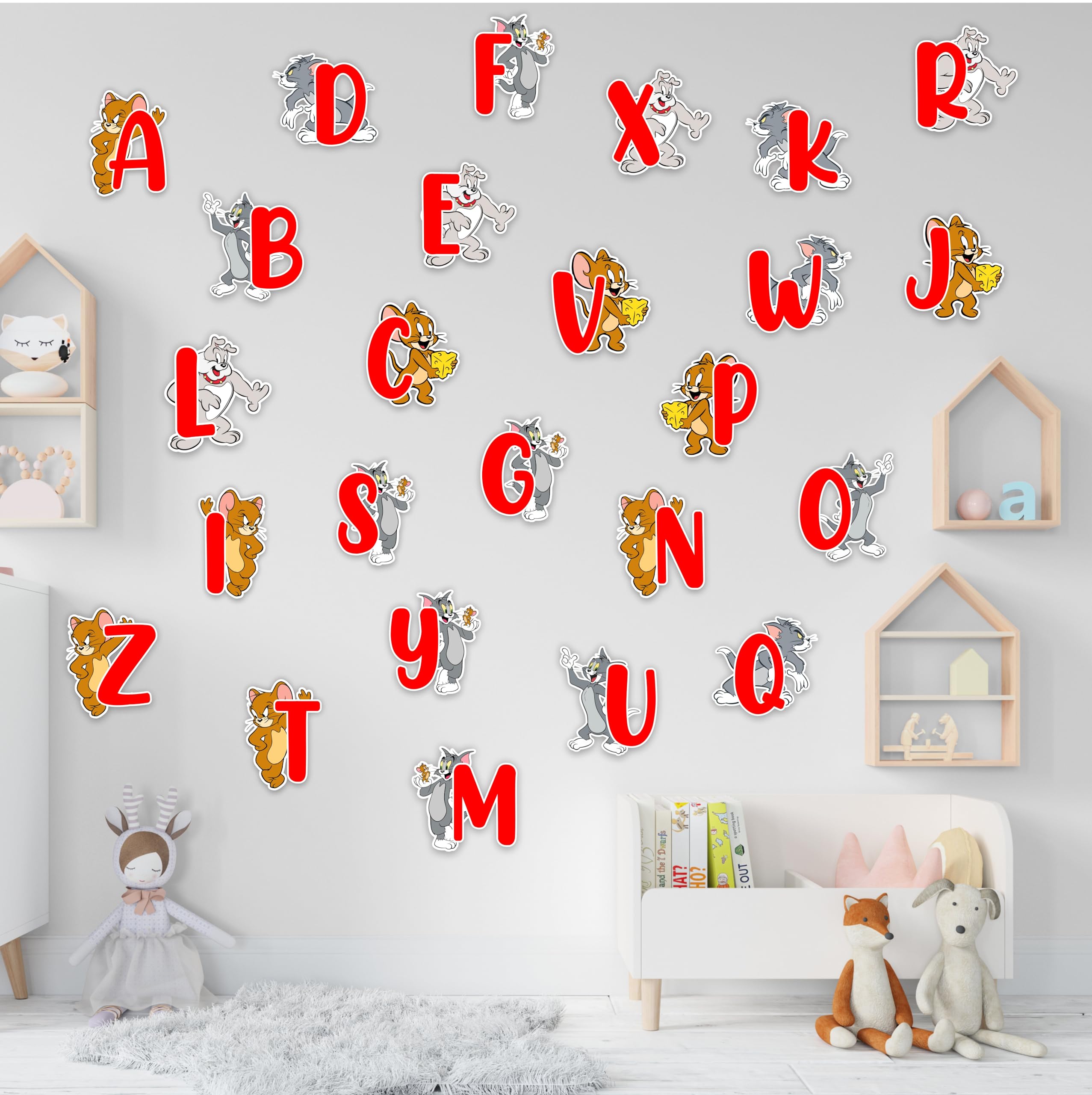 Seyal® Tom & Jery A - Z Alphabet Wall Sticker, Tom & Jerry a - Z Alphabet Wall Sticker, Small