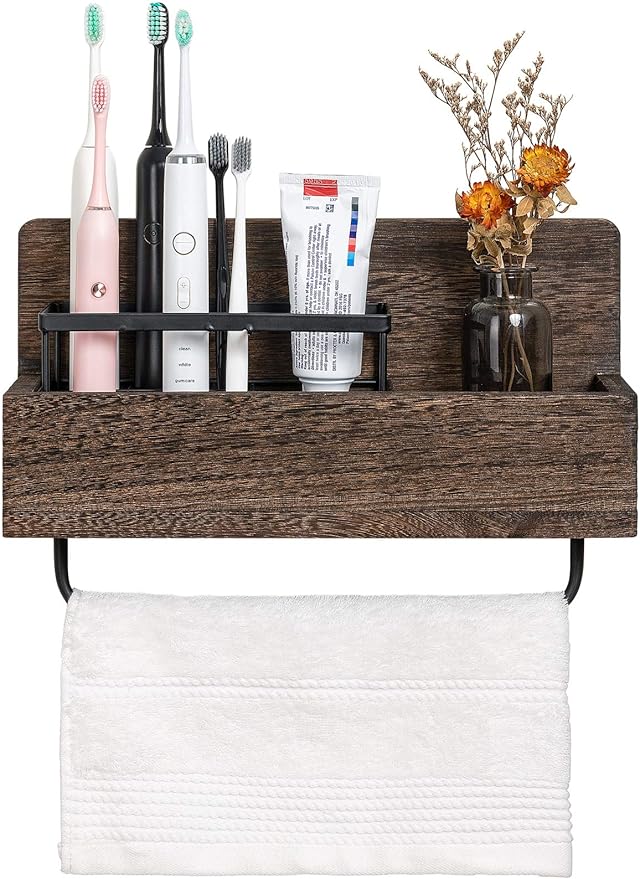Dahey Wall Mounted Toothbrush Holder Wooden Electric