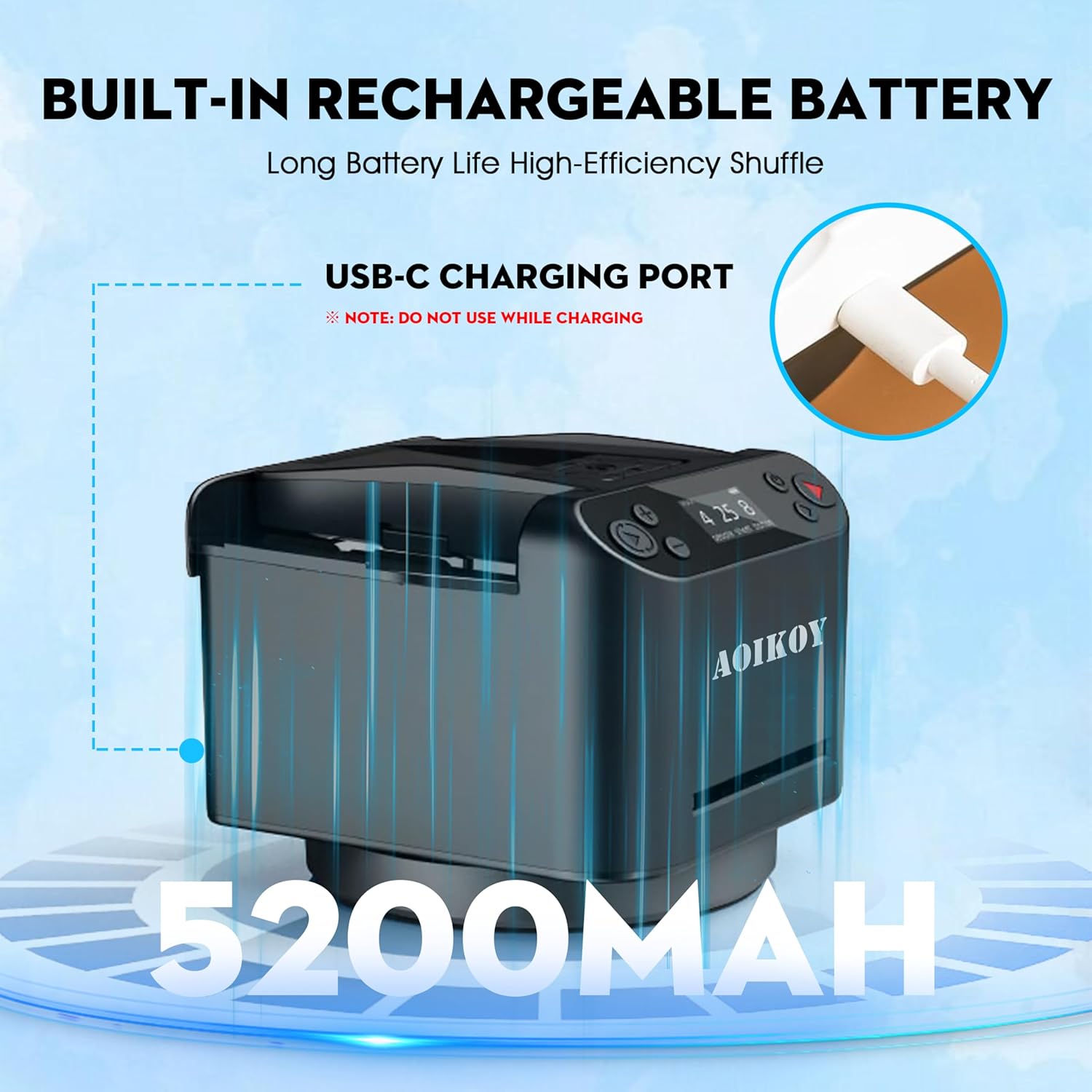 2 in 1 Automatic Card Shuffler and Dealer Machine 360° Rotating, 2 Deck Auto Electric Playing Card Shuffle for UNO, Rummy, Blackjack, Rechargeble & Quiet (White)