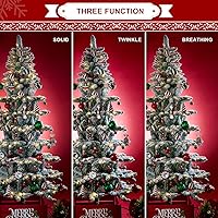 Vista 97 de Glitzhome Prelit Christmas Tree, 6ft Flocked Artificial Christmas Tree Serene Snowscape Fir with 300 Warm White Lights for Home, Office, Party