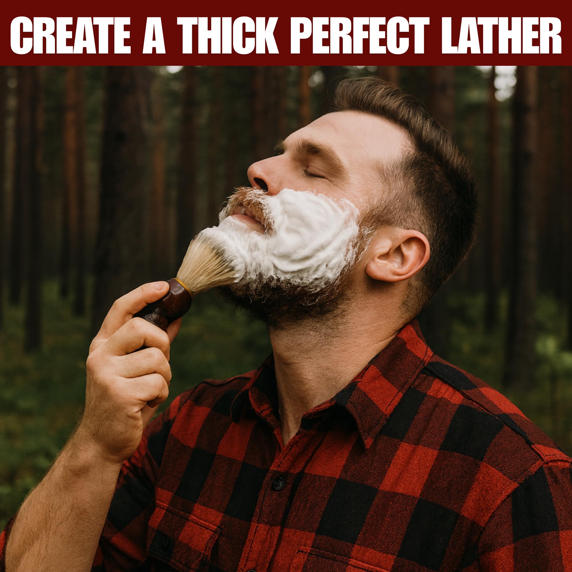 G.B.S GENTS - Set da barba classico da uomo, in legno, con supporto in legno e ciotola per sapone da barba da 8,9 cm di diametro