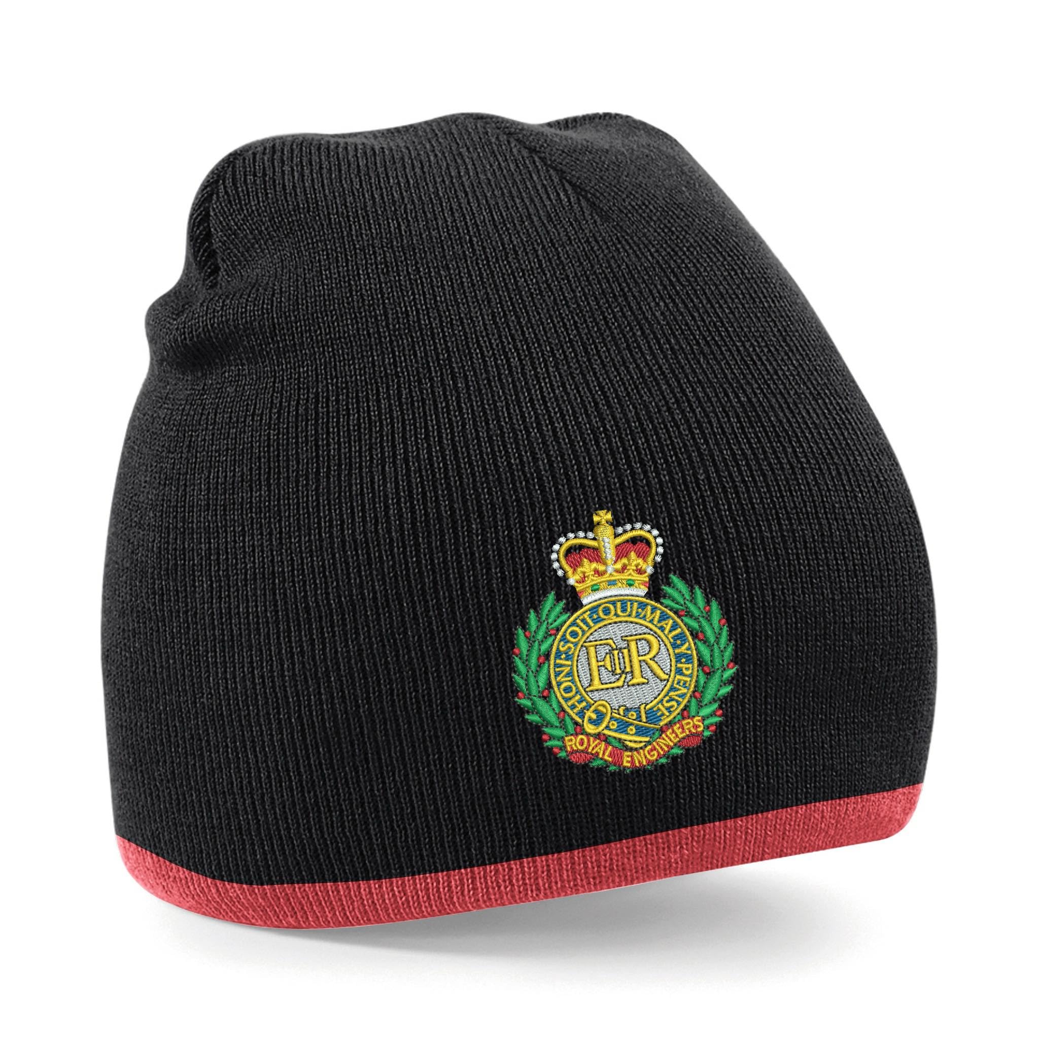 The Military Store Unisex Black/Red Royal Engineers Beanie Hat