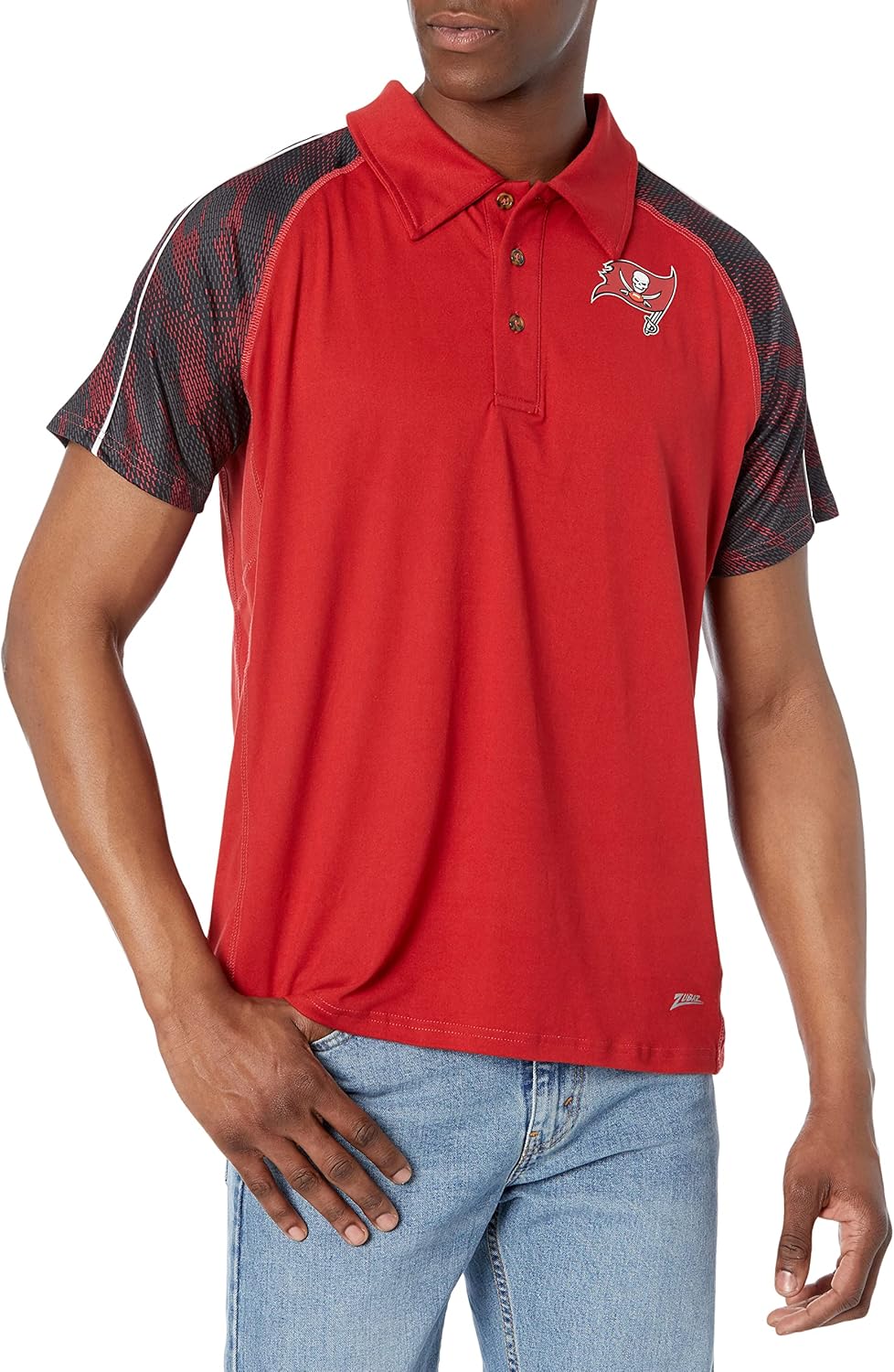 Zubaz NFL Mens Elevated Field Polo with Viper Print Accent
