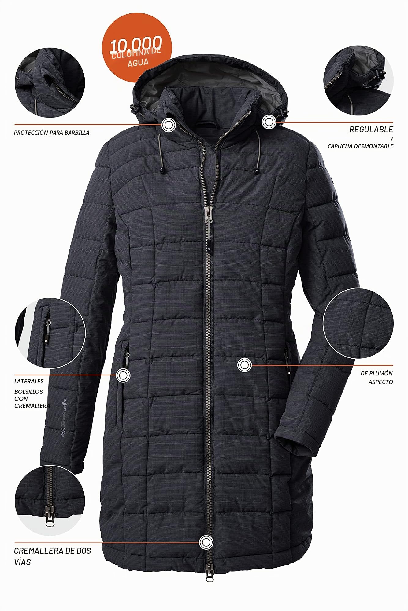 Killtec Skane Wmn Quilted Prk Parka de plumón con capucha desmontable Mujer