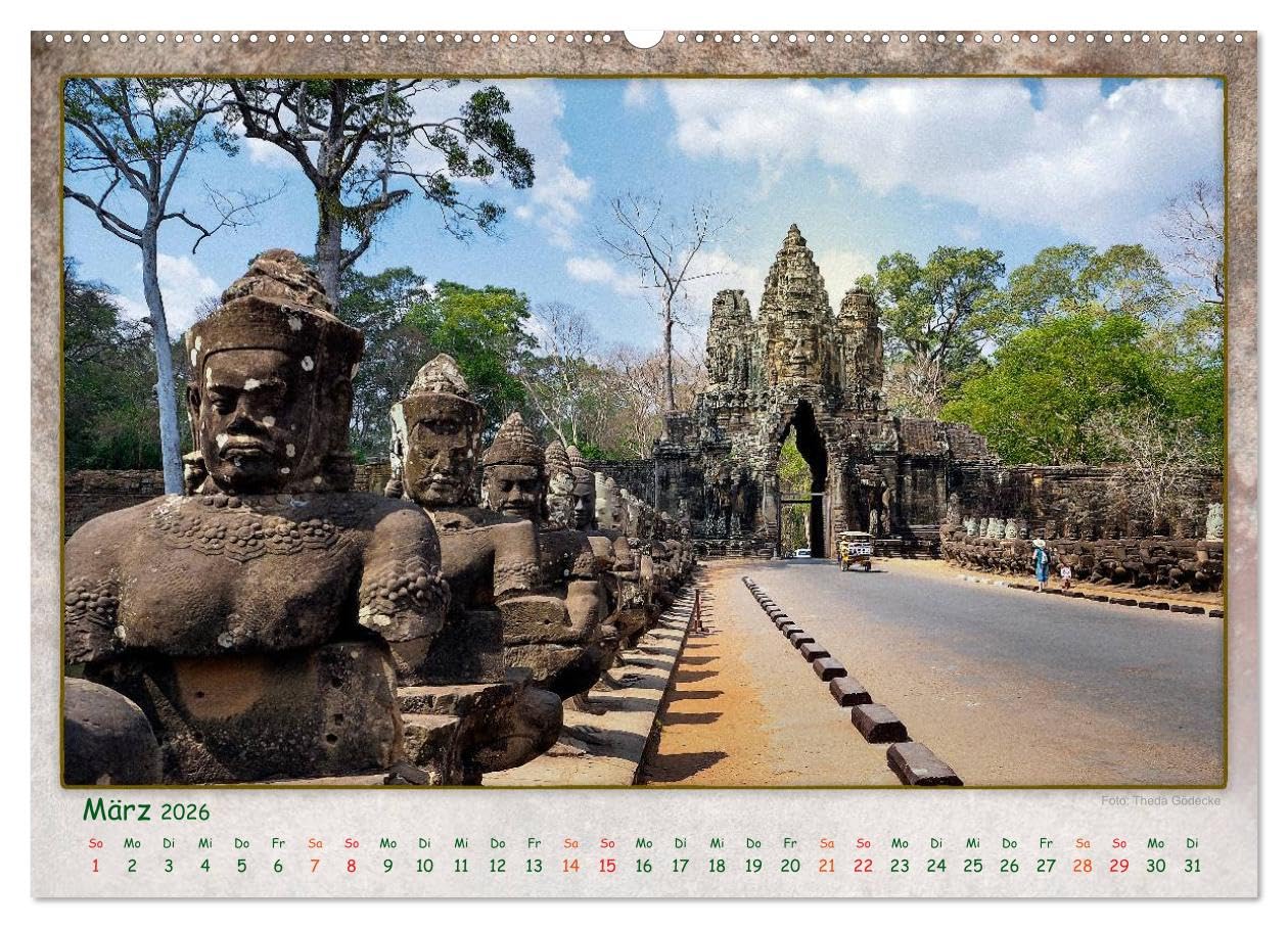 Kambodscha, Angkor Thom, Angkor Wat und Bayon (Wandkalender 2026 DIN A2 quer), CALVENDO Monatskalender: Angkor, eine der größten religiösen Bauwerke der Erde. (CALVENDO Orte)