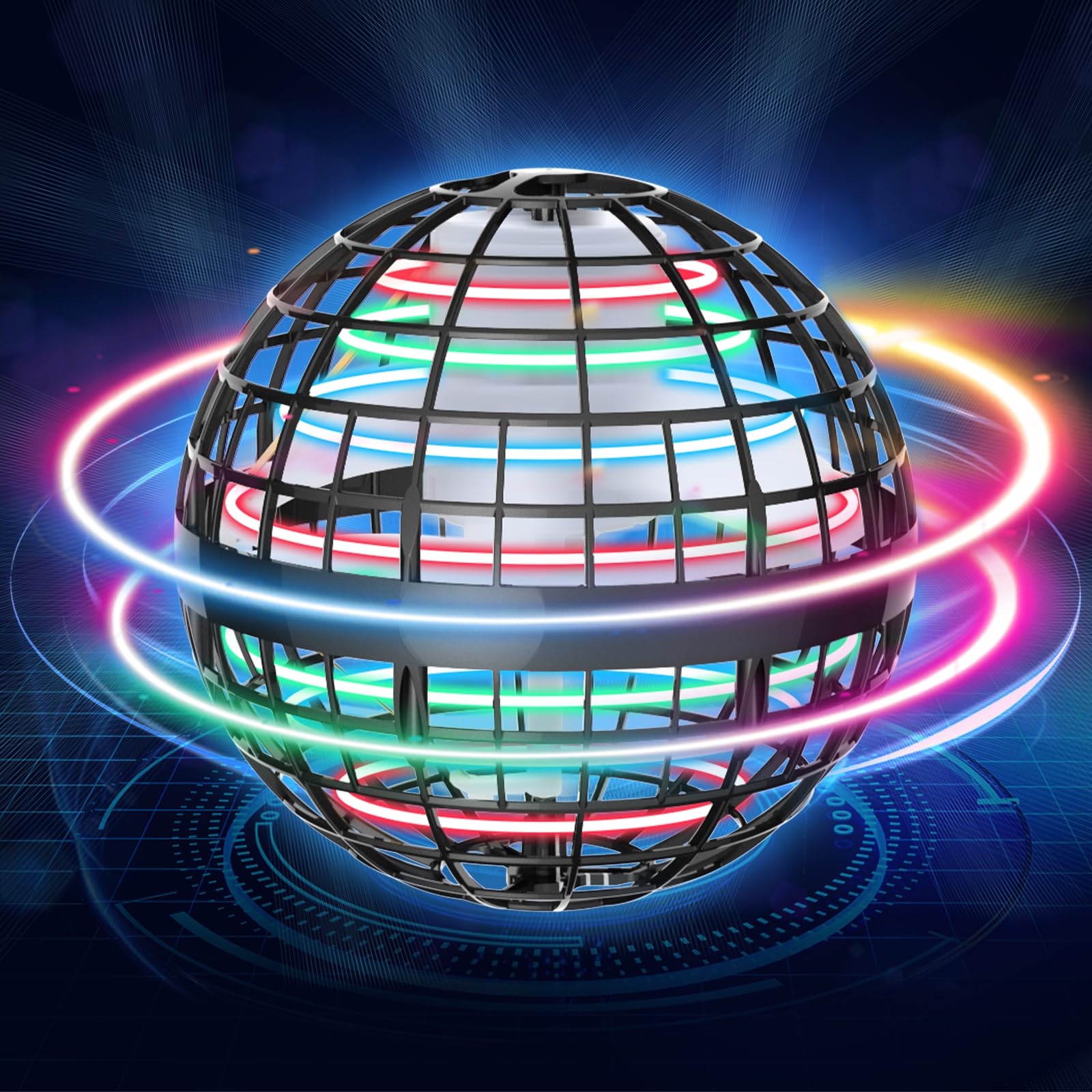 UROINT 2025 Flying Orb Ball - AI Cool Novelty Gift Galaxy Boomerang Hand Drone Magic Floating Orbit Ball Hover Mini Outdoor Fidget Toy for Boys Girls Teens Kids Red (Gray)