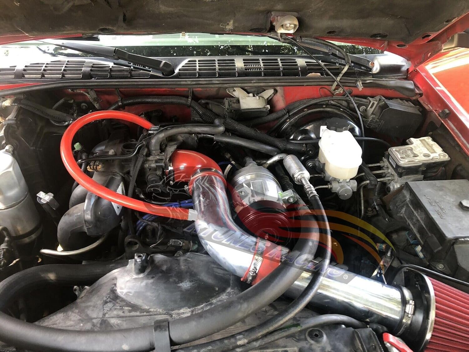 Rtunes Racing Cold Air Intake Kit + Filter Combo RED Compatible for 97-03 Chevy S10 / GMC Sonoma / 97-00 Isuzu Hombre 2.2L I4