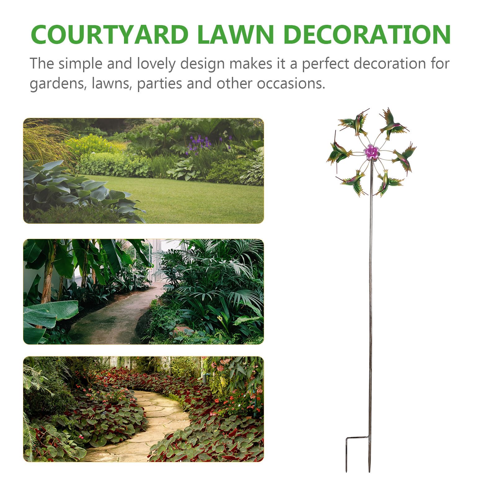 Luxshiny Schwenkbares Windspiel aus Eisen mit Schönem Design Einfach zu Bedienen für Garten und Terrassen Deko im Outdoor Bereich