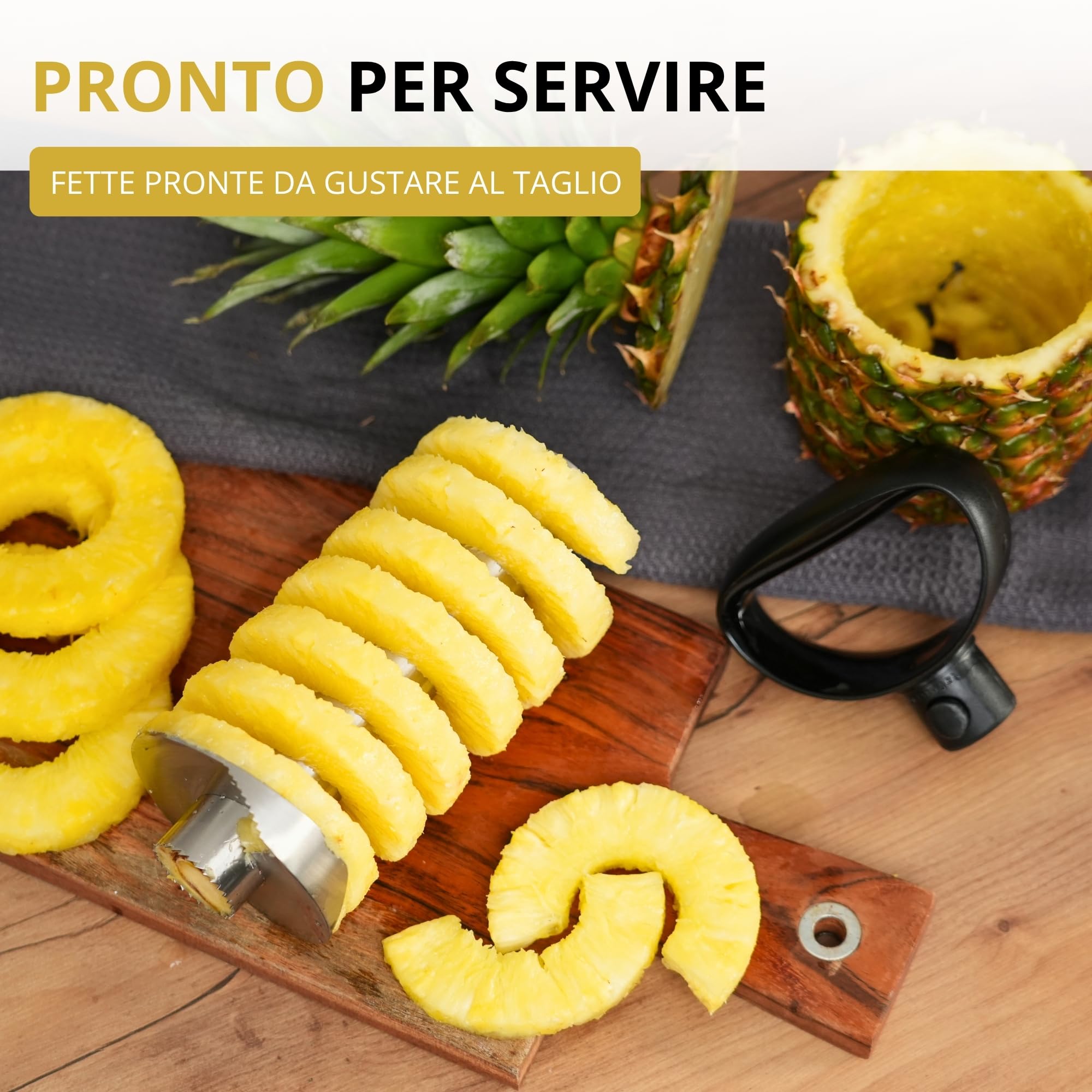 Westmark Affetta-ananas/Rimuovi torsolo in acciaio, ø 8,5 cm, Acciaio inox/Plastica, Argento/Nero, 51692260