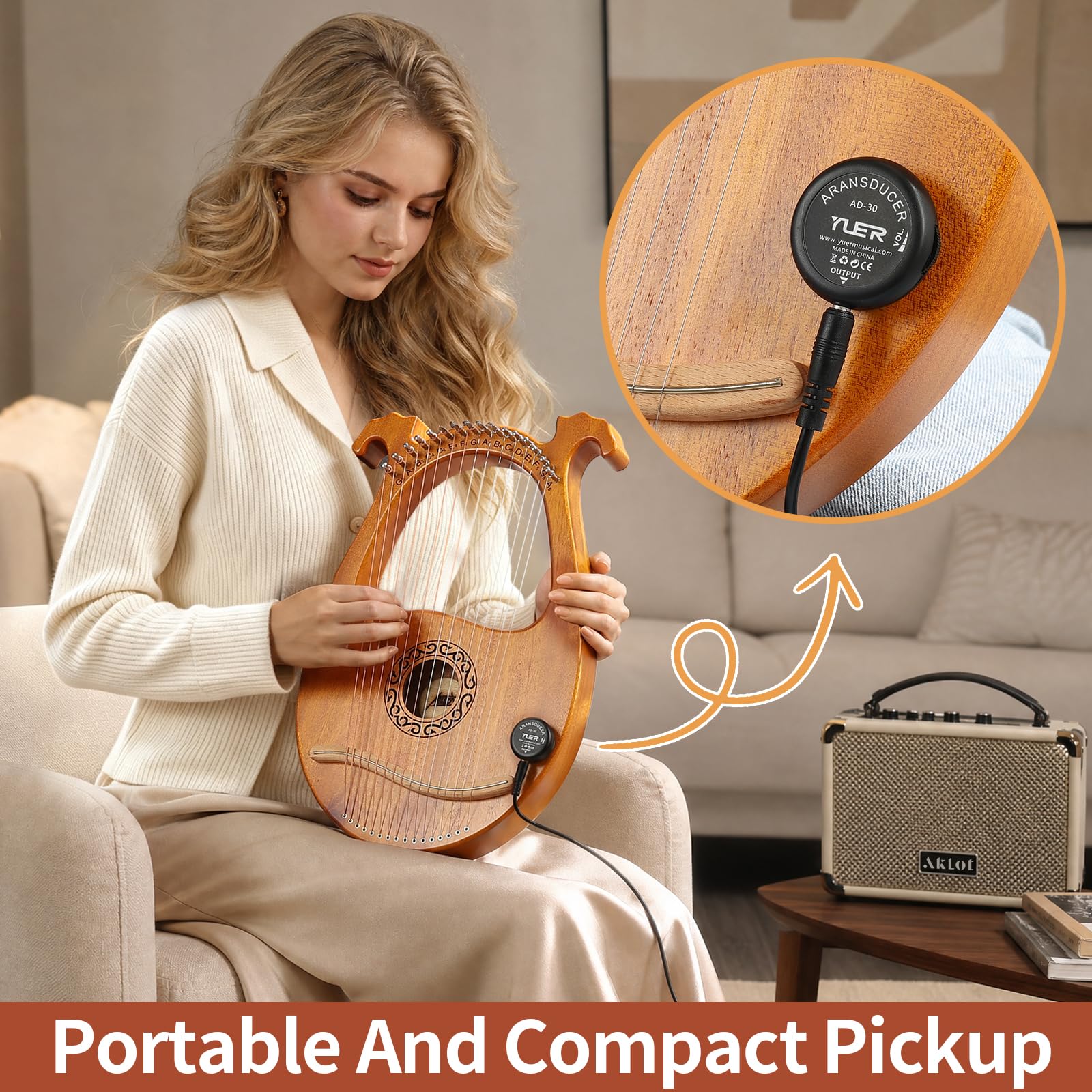ほぼ未使用 AKLOT ライアーハープ 16弦 Amazon | AKLOT Lyre Harp 16 メタル ストリング マホガニー ボディ