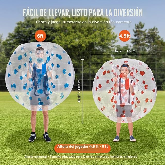 Foto 3 de 8 de VEVOR Bola de Choque Inflable 2 Piezas 1,2 m x 1,03 m Bola de Colisión Humana y Rebote de Burbujas Cuerpo…