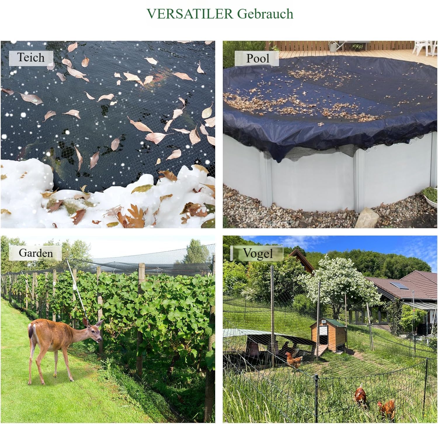 Teichnetz Feinmaschig Garden 15x15m Teichnetz Vogelschutznetz schwarz,robust, witterungs- & UV beständig Schwarz,Teichabdecknetz, Vogelschutznetz,Laubnetz Obstbaumnetz