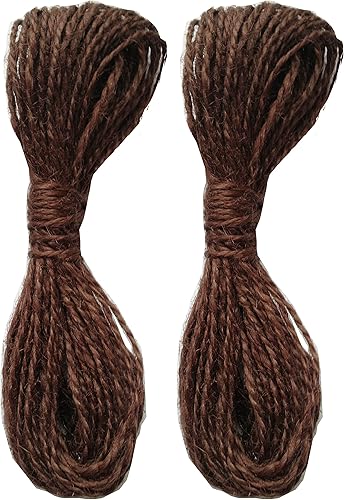 LWR CRAFTS Cordón de yute de 0.059 in, 45 piespaquete (paquete de 2) (chocolate)