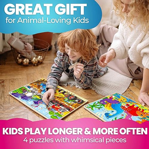 Miniatura 6 de QUOKKA Juego de 4 rompecabezas para niños de 4 a 6 años  24 piezas de rompecabezas Montessori realistas de madera para niños de 3 a 5 años