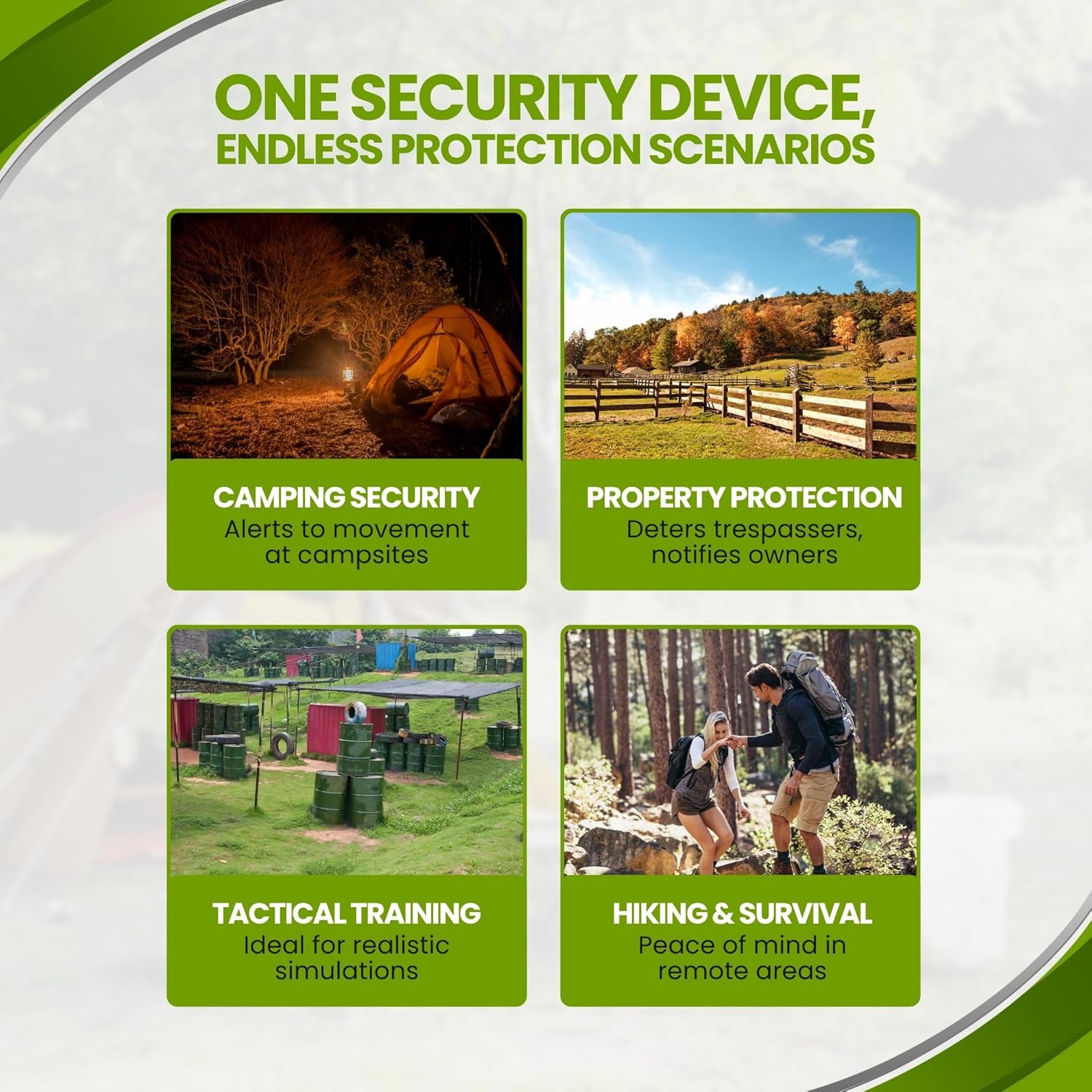 12 Gauge Perimeter Trip Wire Alarm – US Patented Quad 3.0 System with 209 & .22 Adapters in Black – Loud Tripwire Security Device for Camping & Perimeter Protection