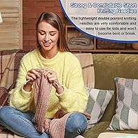 Vista 5 de Juego de agujas de tejer de punta doble Coppay, 7.9", 35 piezas de acero inoxidable, agujas de tejer rectas de 2.0mm-5.0mm, juego de agujas de tejer