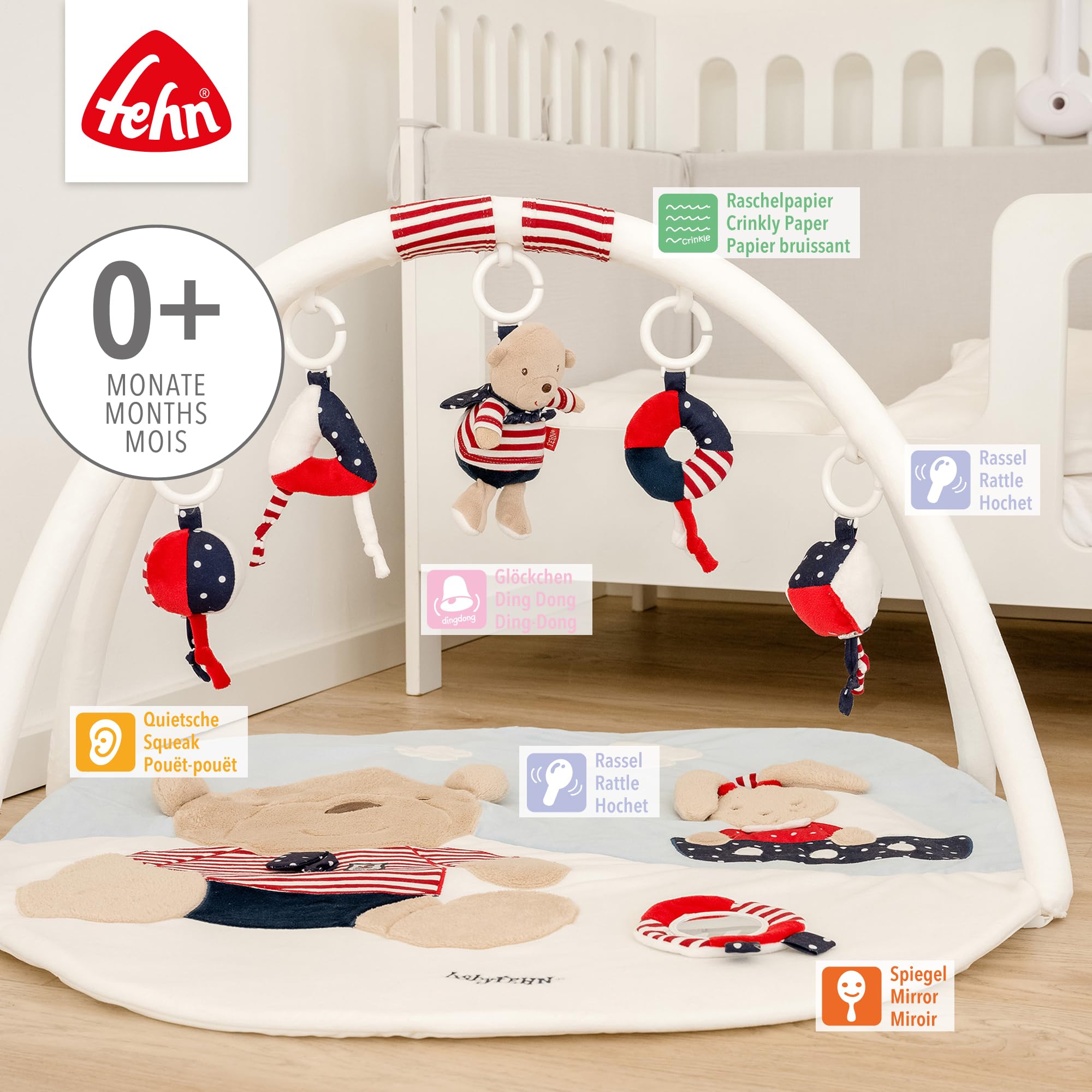 Fehn Tapis d'éveil 3D Ocean Club – Arche et jouets pour bébé