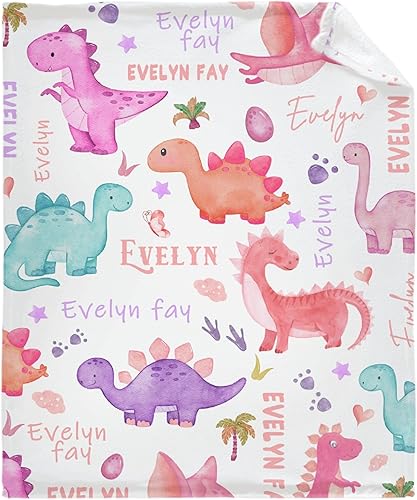 Manta de dinosaurio personalizada con nombre para bebé, regalos para amantes de los dinosaurios, niñas pequeñas, niños, adolescentes y adultos,