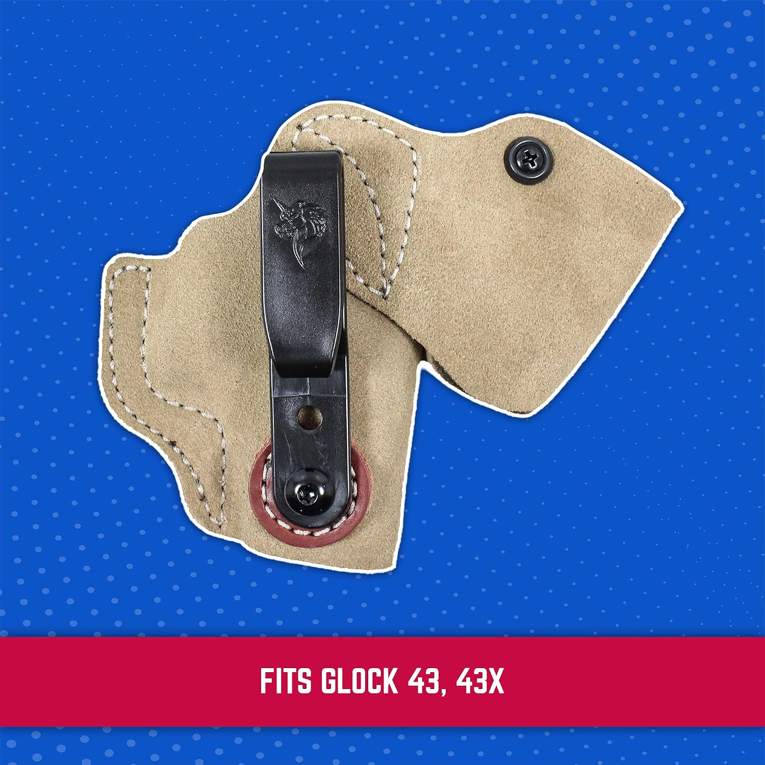 DeSantis Chek-Mate 2.0 Gun Holster - Conceal Carry Leather Holster IWB, Right Hand Appendix with Magazine Pouch, Compatible with the Glock 43 and 43X - Ambidextrous, Natural