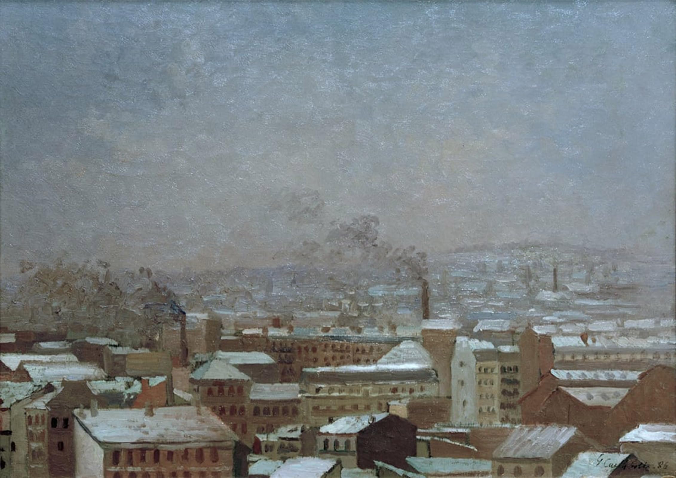 SERENDIPITP Abstract Painting Mural Print Picture Wall Decor Painting Paris under the snow by Gustave Caillebotte Vintage Wall Artwork for Home Decor 60x90cm
