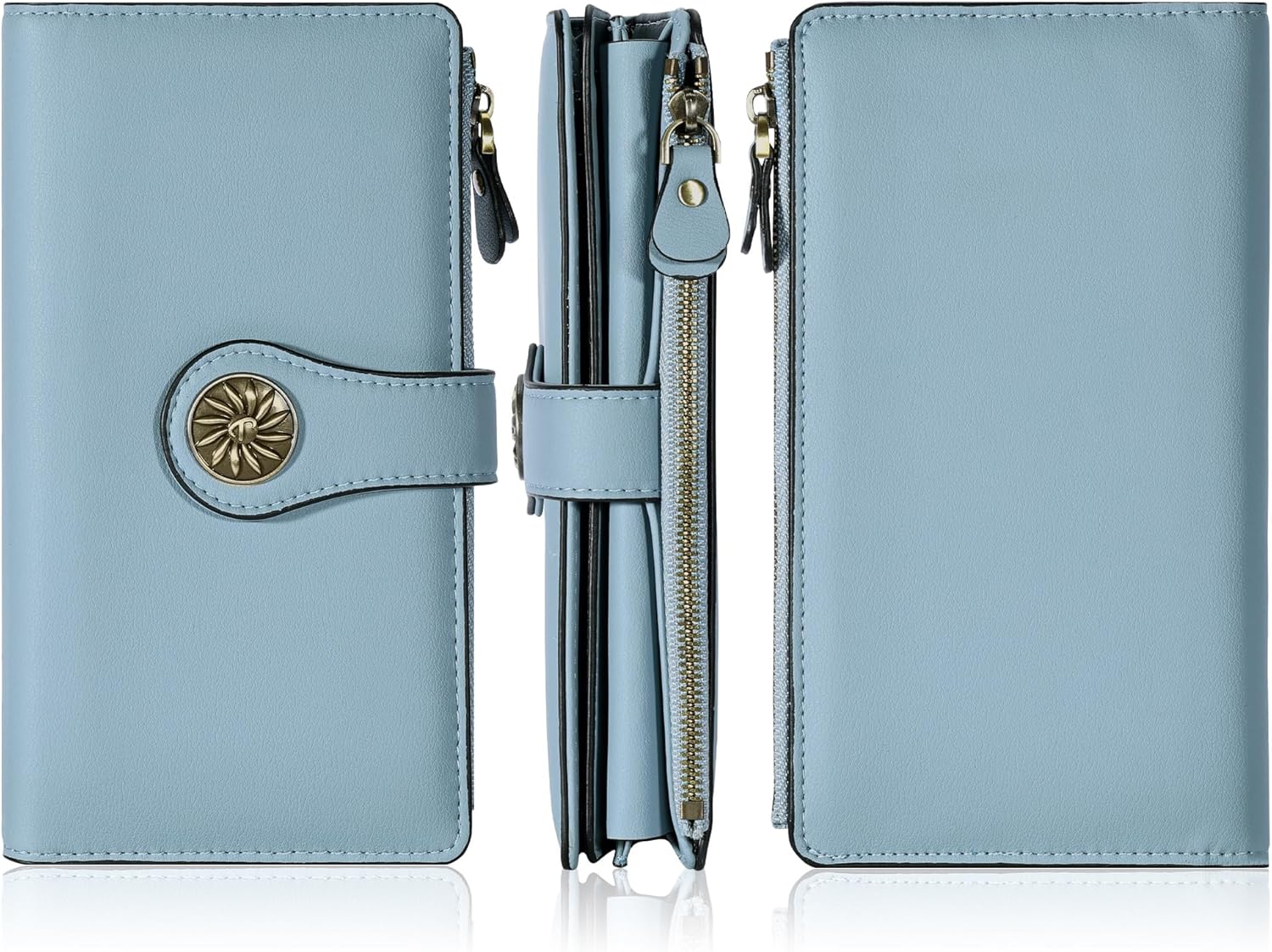 Travelambo Women's Wallet RFID Blocking Trifold Clutch Large Capacity Credit Card Holder Travel Purse - Image 6