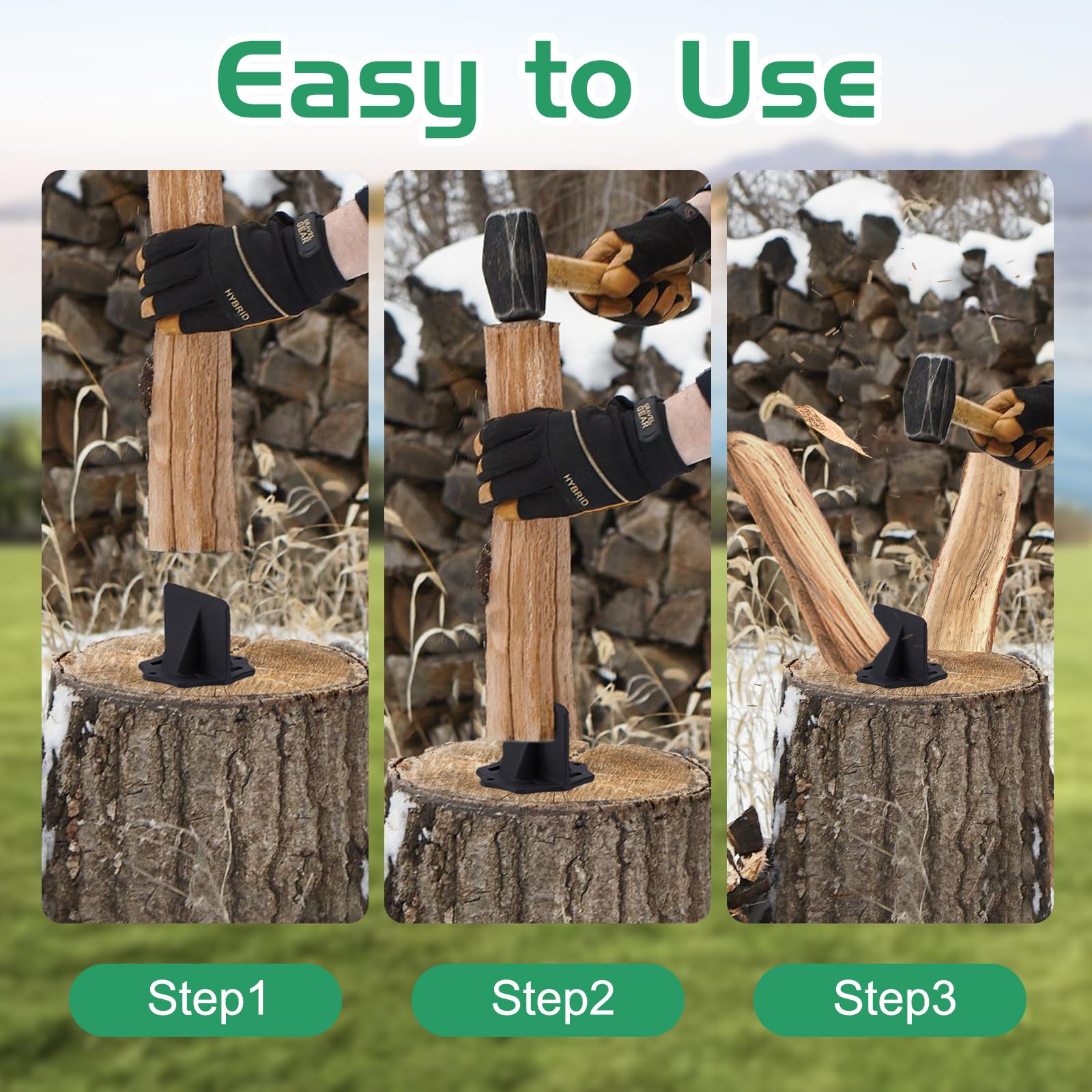 Fendeur De Bûches Manuel, Fendeur De Bois Portable Avec Gants En Caoutchouc Et Sac De Rangement, Cale Manuelle Avec Vis, Outils De Coupe De Bois