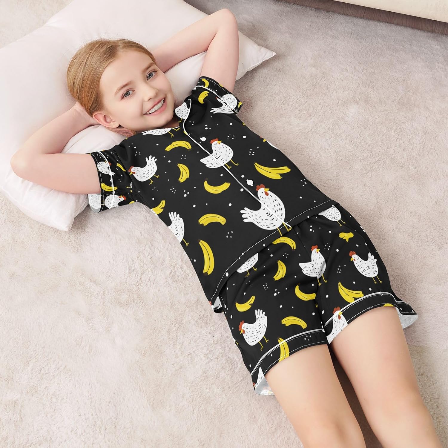 Silk Pajamas Sets Soft Satin 2 Piece Pjs Set Short Sleeve Sleepwear Nightwear
