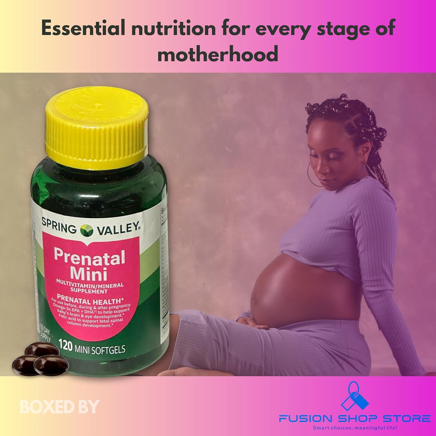Prenatal Vitamins for Women- 120 Mini Softgels Multivitamin/Multimineral (Pack of 1), Boxed by Fusion Shop Store