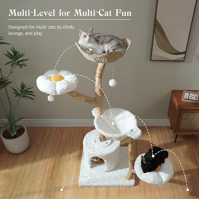 Casa para gatos de 59 pulgadas en madera sólida con postes y plataformas miniatura 4