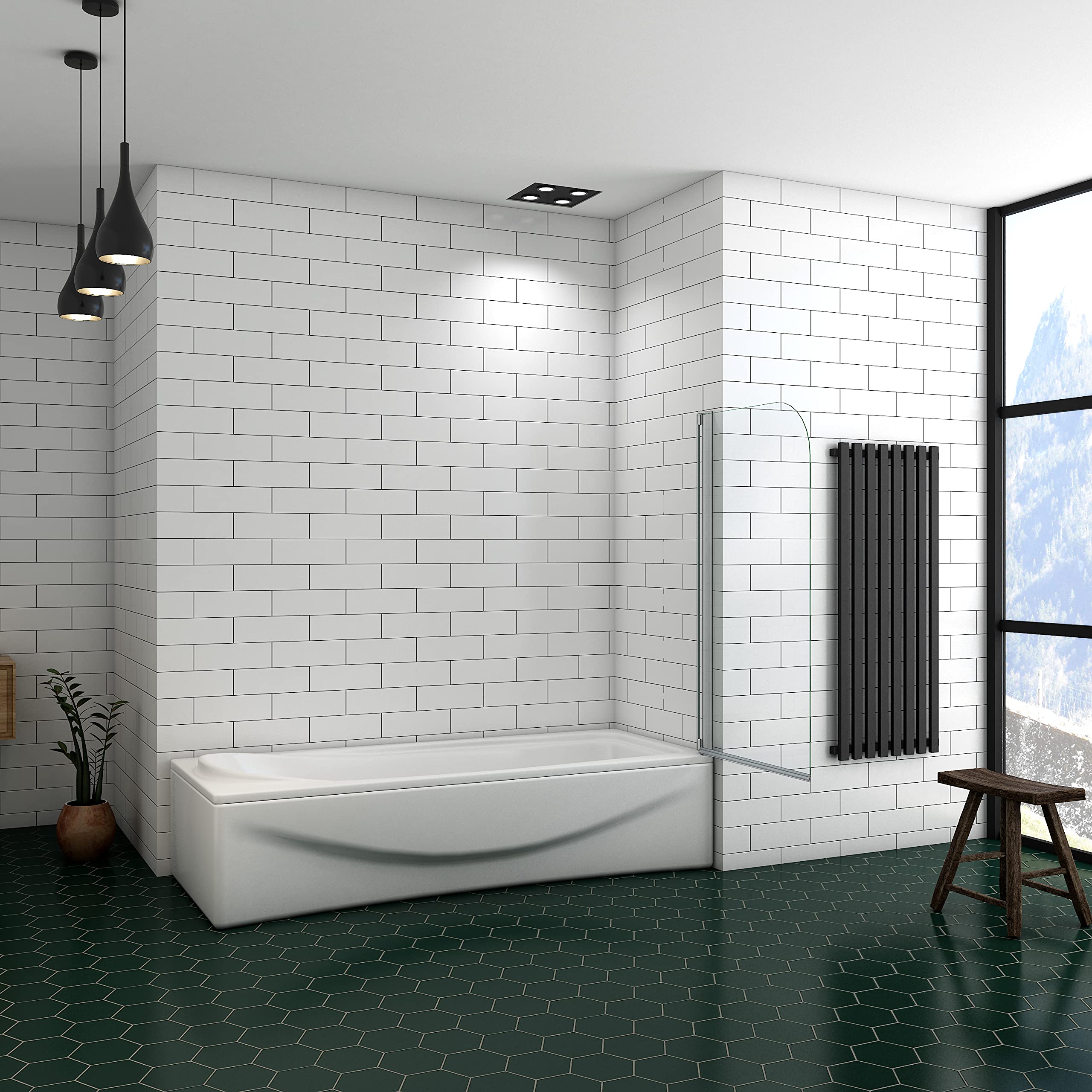 Ducha Casa 140x70cm Mampara de bañera abatible, Aluminio mate, Cristal 4mm templado
