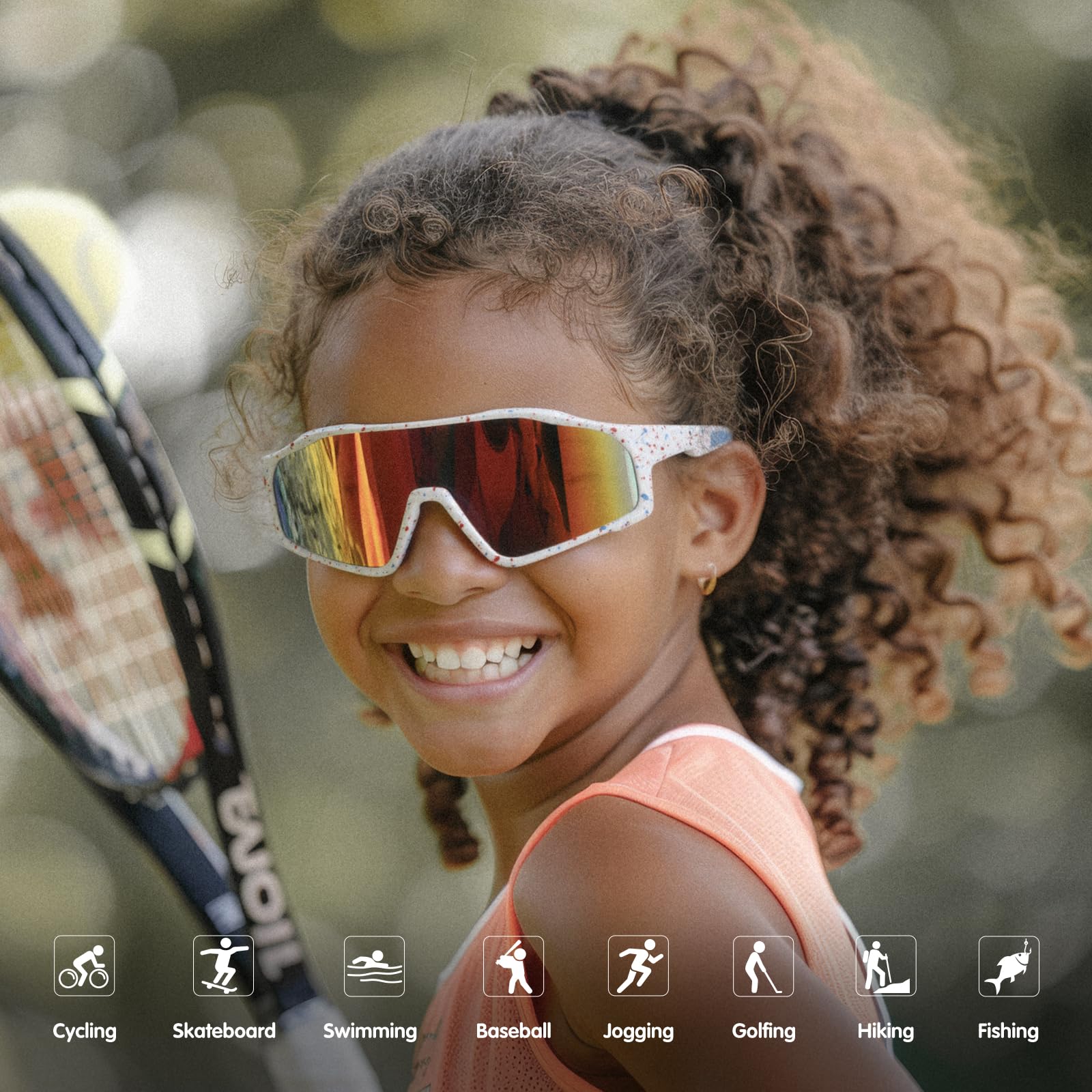 EYEBUDDY Okulary przeciwsłoneczne dla dzieci, młodzieżowe, baseballowe, okulary przeciwsłoneczne, chłopcy, dziewczęta, softball, sport, ochrona UV400, wiek 6-12 lat
