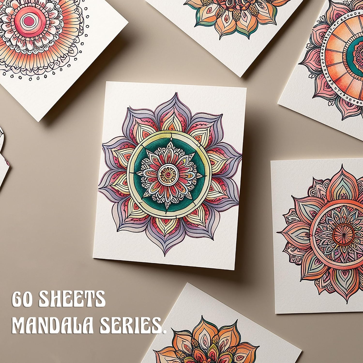 TIEFOSSI Relaxing Coloring Book, for Adults to Relax and Relieve Anxiety,160 GSM 60 Original Tearable Mandala Patterns Designs, Gift for Adult Women Men