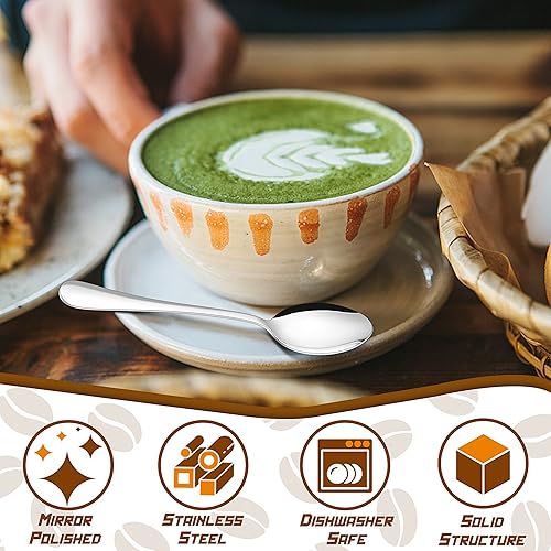 Miniatura 3 de HaWare Demitasse - 12 cucharas de café de acero inoxidable de 5.3 pulgadas, juego de 12 cucharaditas, mini cucharas agitadoras para postre, azúcar,