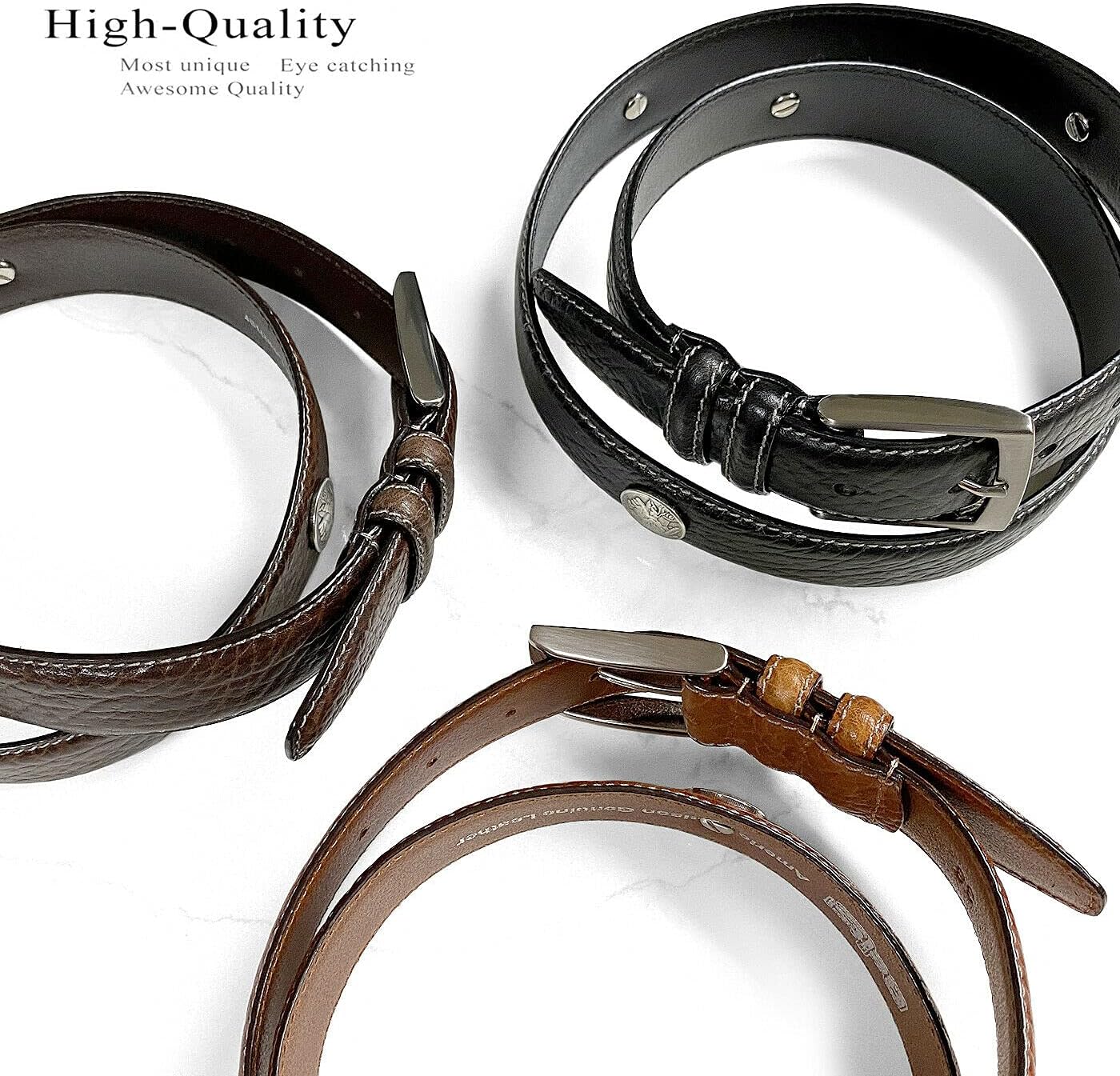 Men's Belt Genuine Leather Casual Dress Belt, Assembled in the U.S - Multi-Style Options