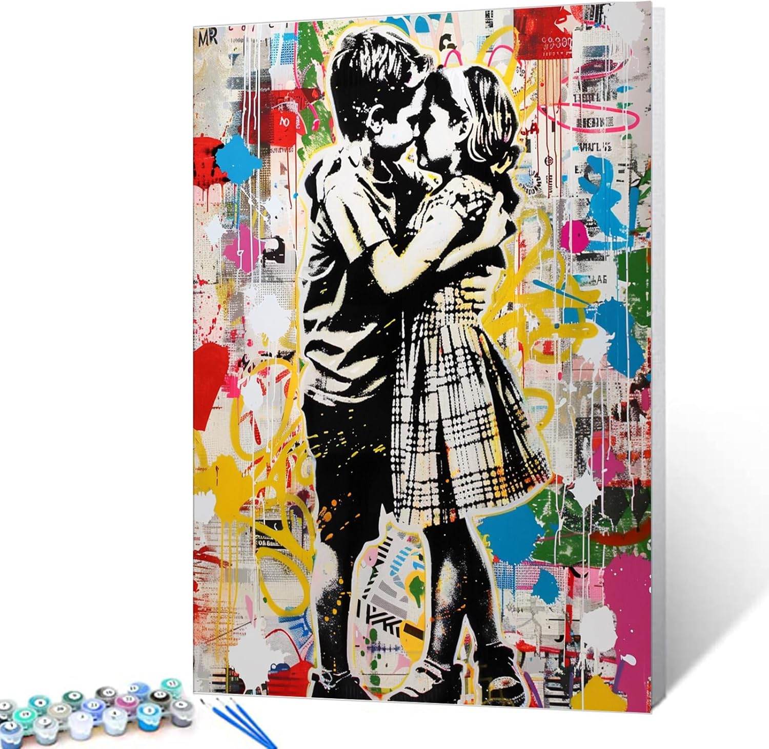 Tucocoo Graffiti Colorful Paint by Numbers Kits with Brushes and Acrylic Pigment on Canvas Painting for Adults, Girl and Boy Playing Street Pop Art Picture for Home Wall Decor 16''x20'' (DIY Framed)