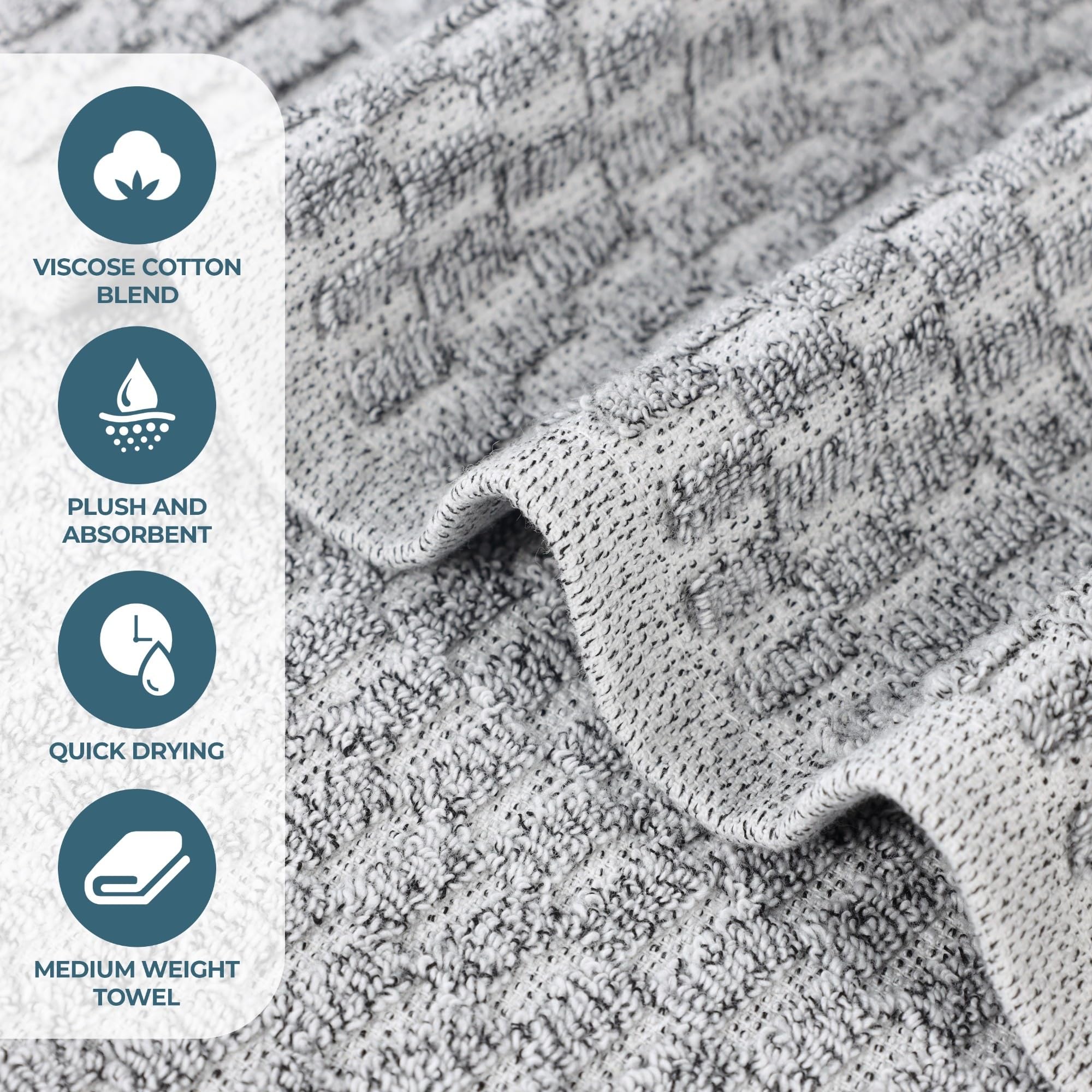 Superior Juno - Set di 2 teli da bagno in misto cotone, peso medio, per bagno degli ospiti, bagno, doccia, spa, peluche, ad asciugatura rapida, asciugamani ultra morbidi, essenziali, dettagli sui