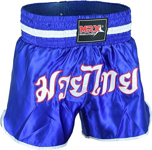 Miniatura 52 de MRX - Pantalones cortos de boxeo para hombre, entrenamiento de lucha y muay thai, boxeo, artes marciales mixtas, BJJ Llama azul/roja,Rojo
