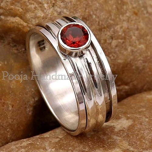 Miniatura 3 de garnet ring spinner rings women meditation ring wide band ring anixety ring dainty ring spinner ring boho ring fidget ring women ring gypsy ring