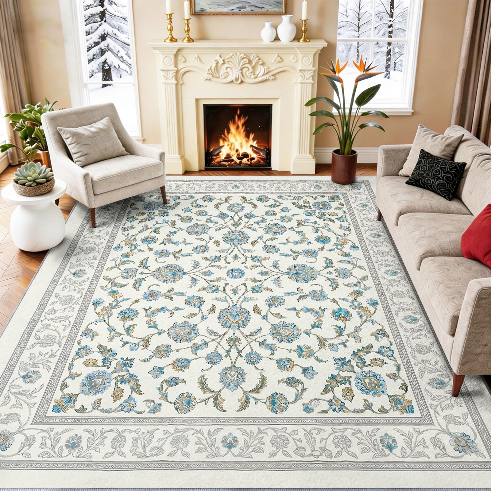 Tapis salon bohème 120x180 antidérapant pour chambre et salle à manger chaleureuse