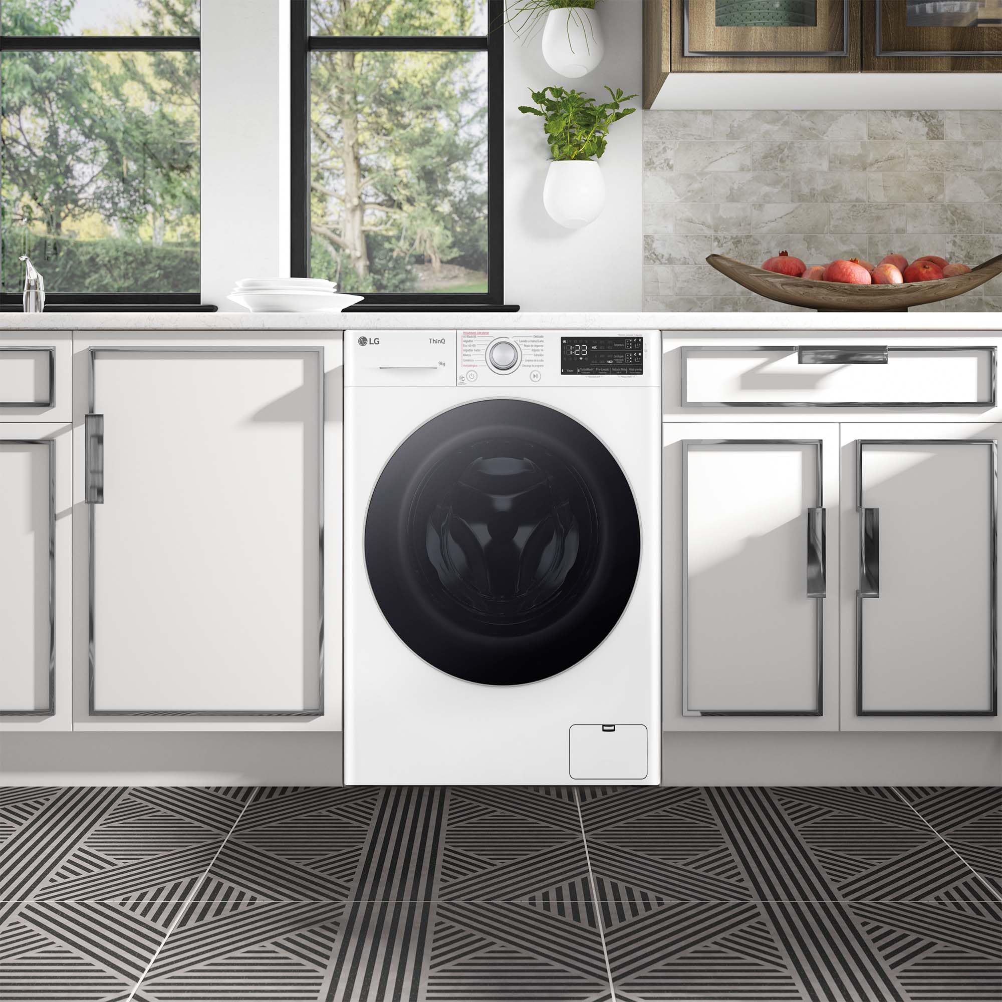 LG F4WR5509A1W - Lavadora Inteligente, 9Kg, 1400rpm, Carga Frontal, AI Direct Drive, TurboWash 360º, Autodosificador, Clasificación A, Serie 500, Blanco