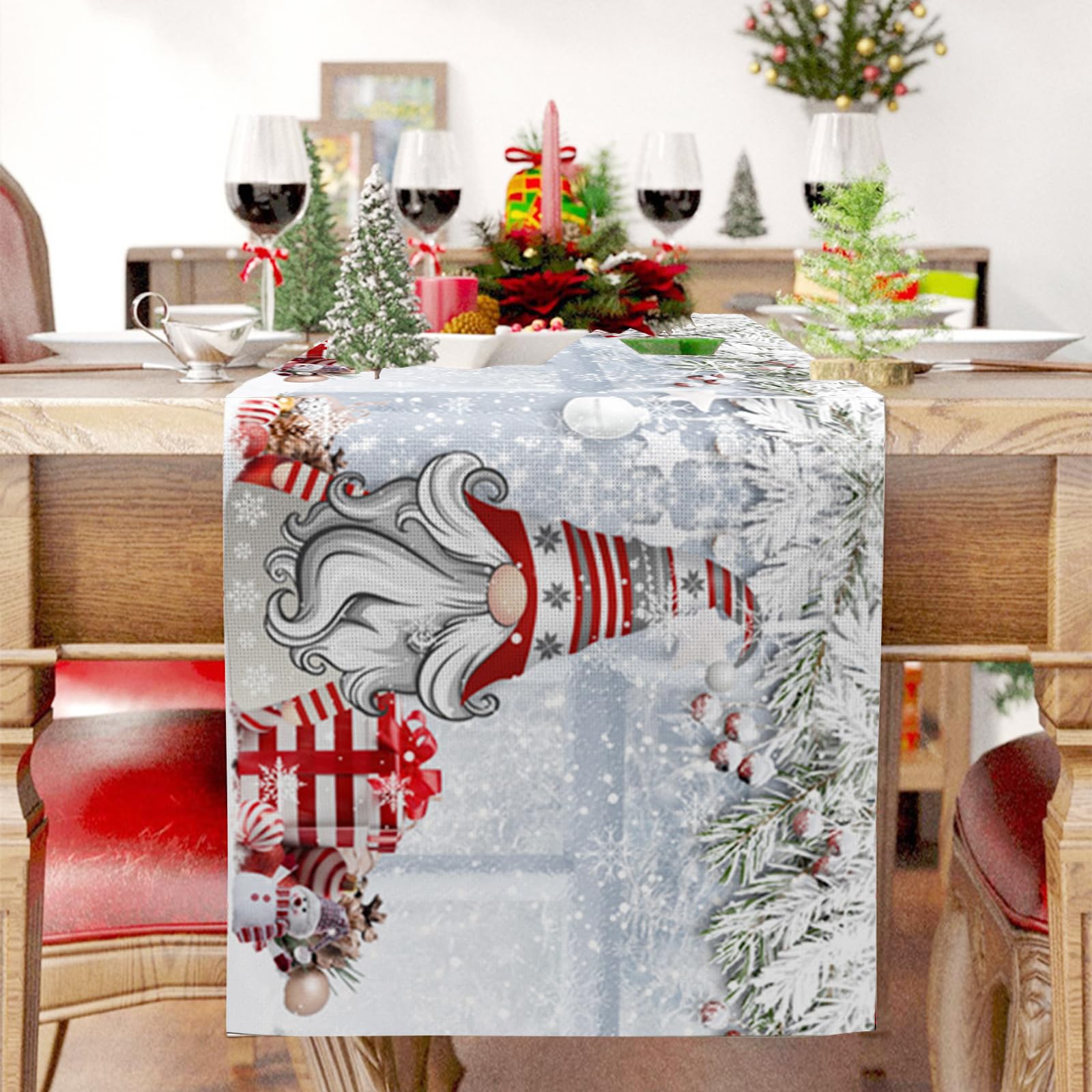 Camino de Mesa Navidad, Mantel Navidad Modernità, Decoracion Navidad Mesa, Adornos de Navidad para la Mesa, Adornos Navideños Largo para Decoración Mesa de Cena Navidad (33 x 178cm)