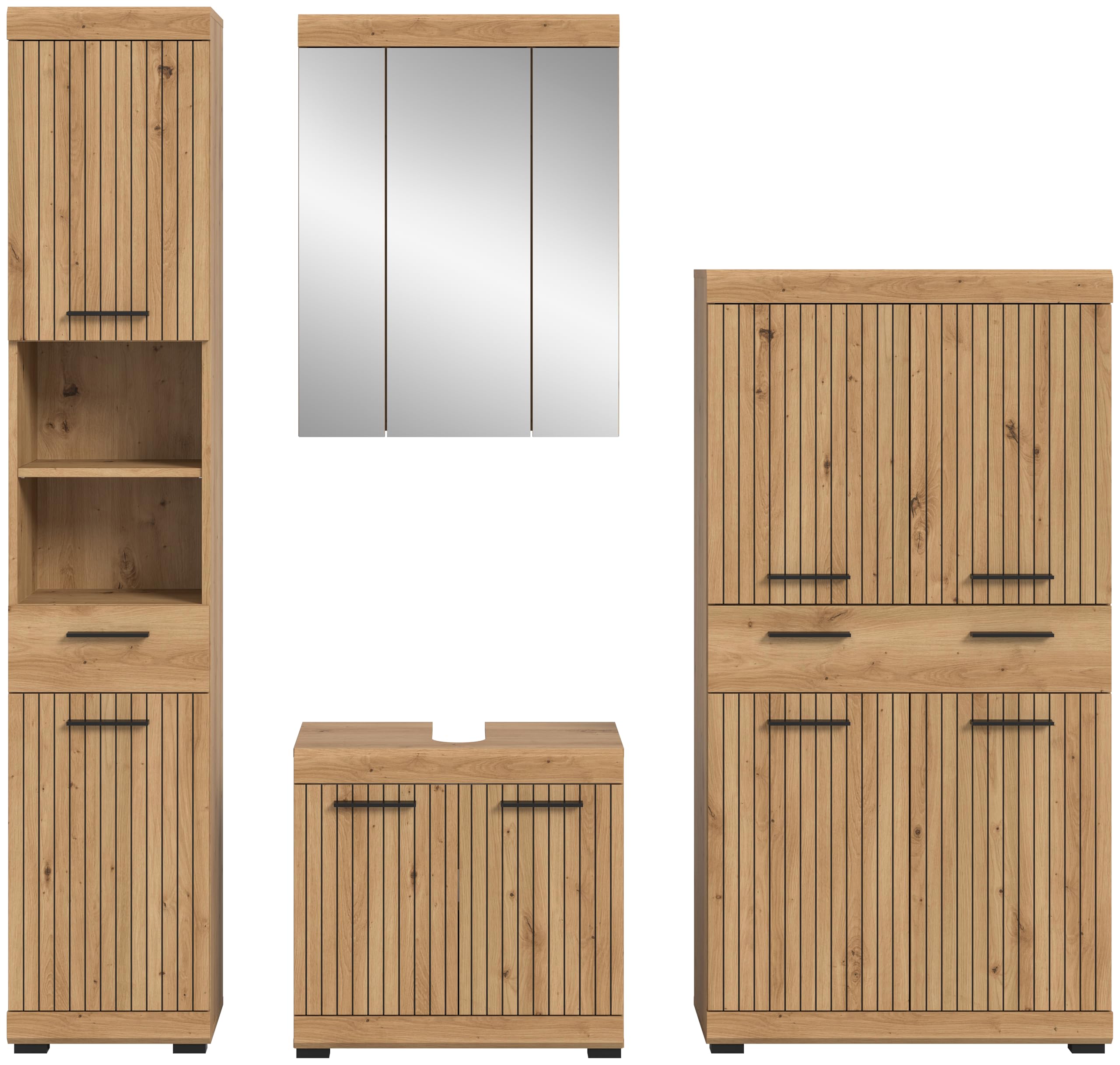 xonox.home – 4 TLG. Badkombination Scout 201x191x34 cm in Artisan & Schwarz – Set aus Hochschrank – Bild 2