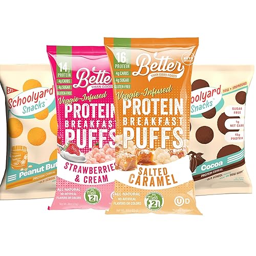 New Better Than Good Keto Protein Puffs 0.56oz de proteína, 2 porciones de frutas y verduras Paleo, bajo en azúcar, bajo en calorías, sin gluten,