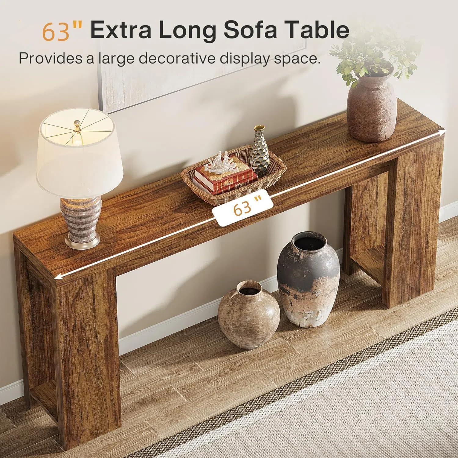 Lailang 160cm Consolle Ingresso, Tavolo Consolle, Mobile Ingresso Corridoio, Consolle Ingresso Legno, Consolle Dietro Divano, Tavolino Stretto E Alto, 160 x 30 x 85 cm, Marrone Scuro