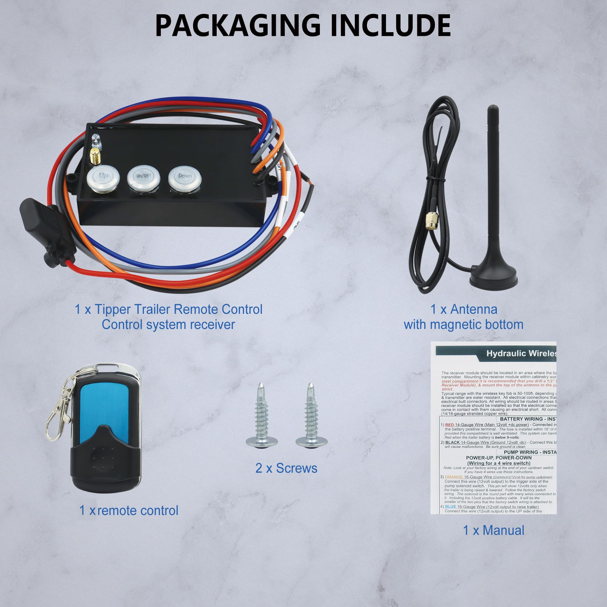 G3-H01 Kit di telecomando wireless per rimorchio con cassone ribaltabile, adatto per unità di inclinazione dell'argano idraulico a sollevamento idraulico da 12 Volt, telecomando idraulico senza fili