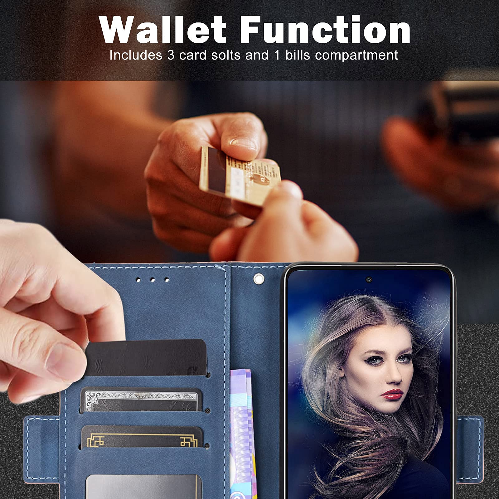 GOKEN Leder Folio Hülle Für Xiaomi Mi 11 Lite 5G NE – Mit Kartenfächern & Ständerfunktion