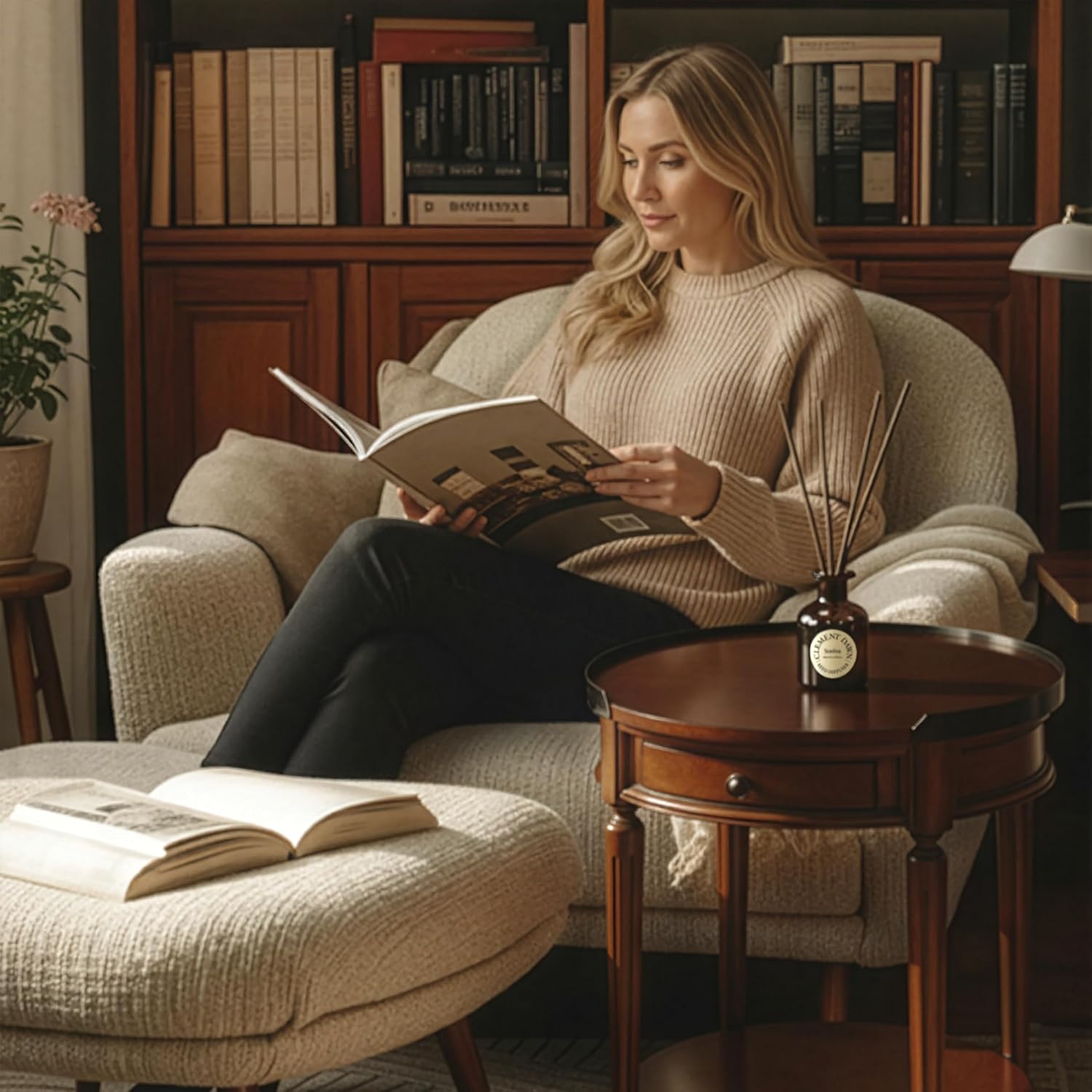 Soréva Mindful Reed Diffuser Set, Premium Plant-Based Oil, Clementine & Fresh Jasmine & Sandalwood, Uplifting Aromatherapy Home Fragrance for Bedroom & Office, Luxury Gift Set, 7 Sticks, 4.39 fl oz - Image 6