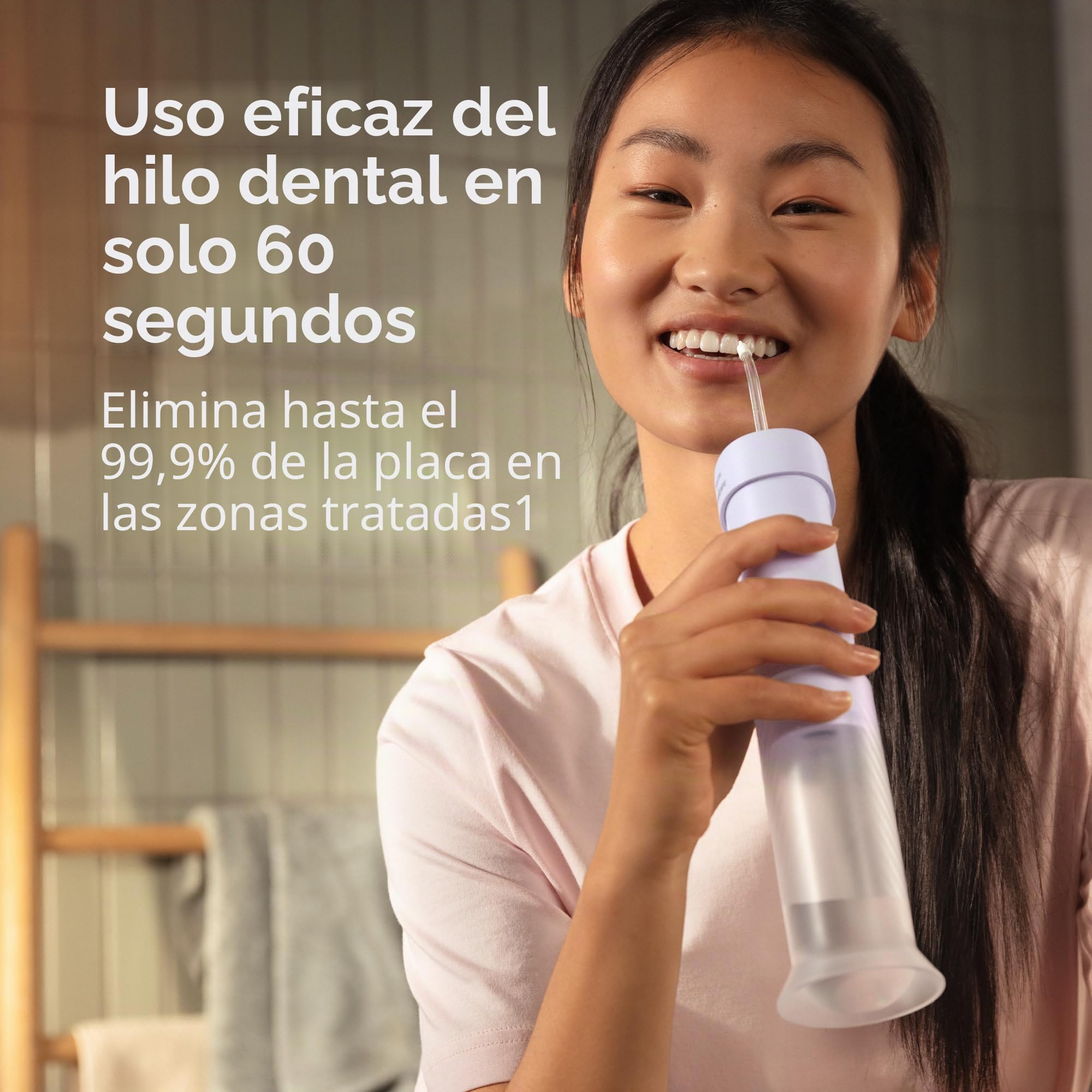 Philips Sonicare Compact Flosser 1000, irrigador dental portátil con 3 modos de hilo dental, irrigador bucal impermeable IPX7, apto para viajes, morado, modelo HX3333/23