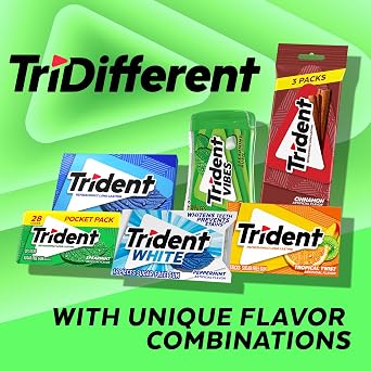 Trident Spearmint Sugar Free Chewing Gum with Xylitol 14 Sticks pack of 12
