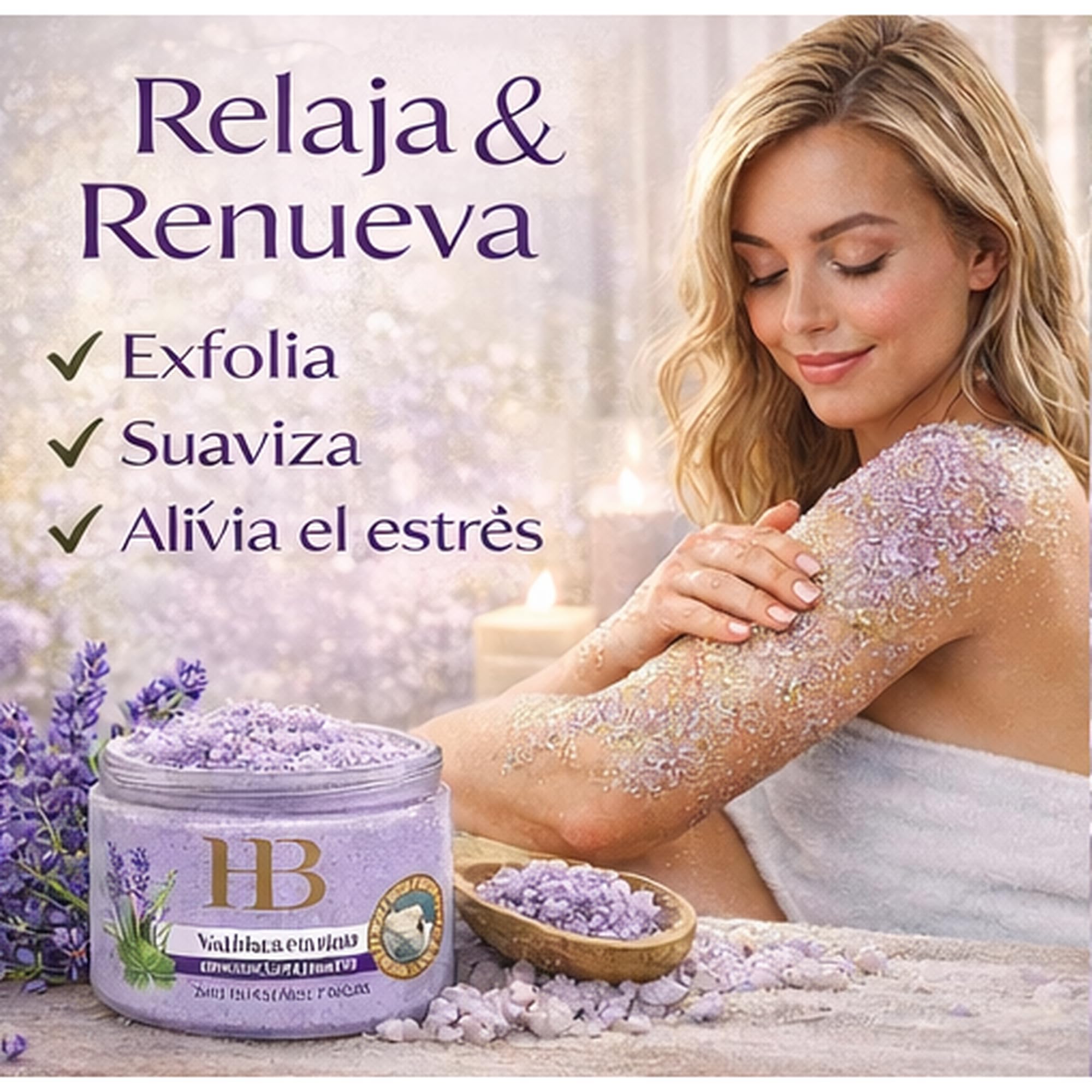 Health & Beauty Exfoliante Corporal del Mar Muerto con Extracto de Lavanda y Pachulí – Sales Minerales Naturales – Scrub Corporal Hidratante y Renovador – 450 g